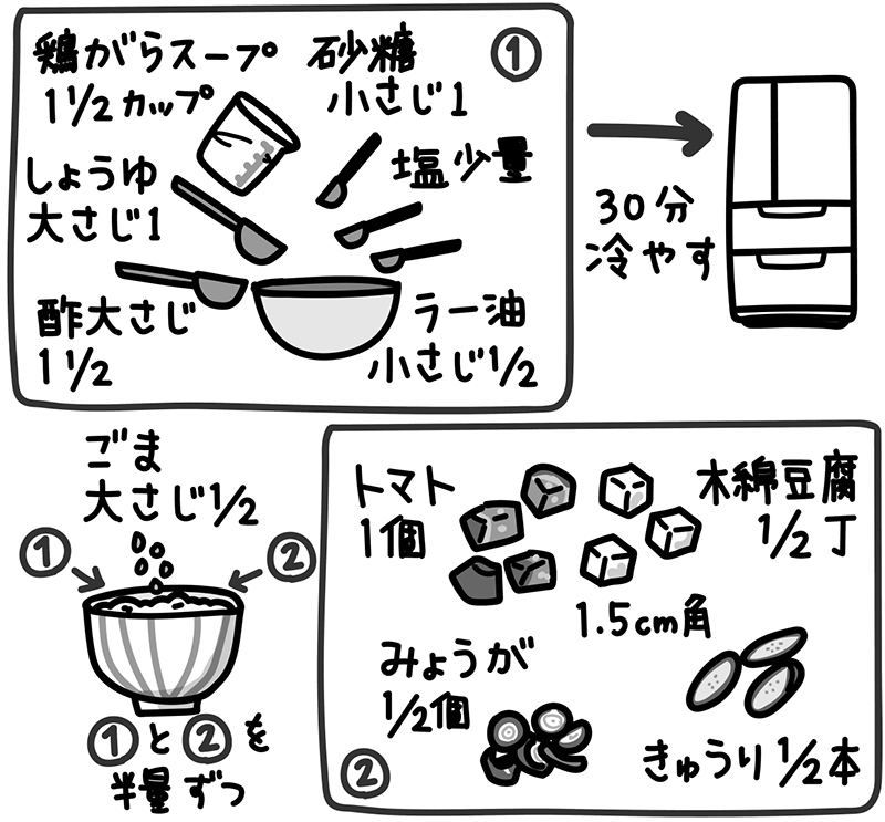 トマトと豆腐の冷や汁ぶっかけ飯