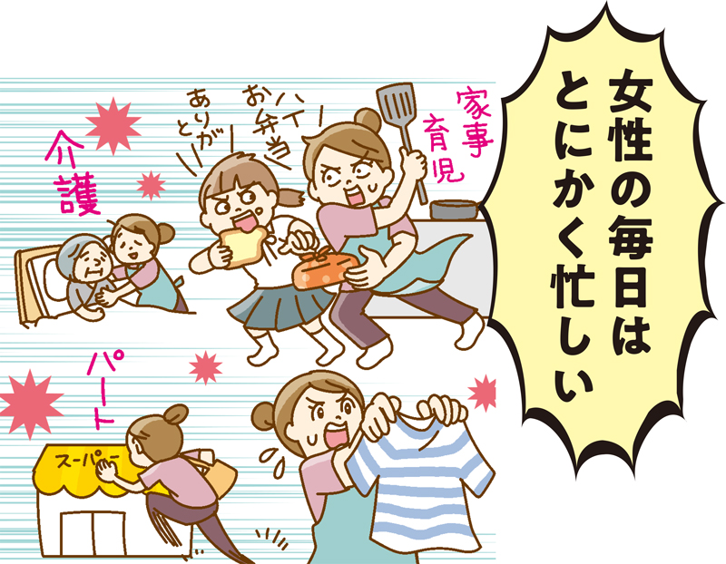 家事、育児、介護、パートと女性の毎日はとにかく忙しい