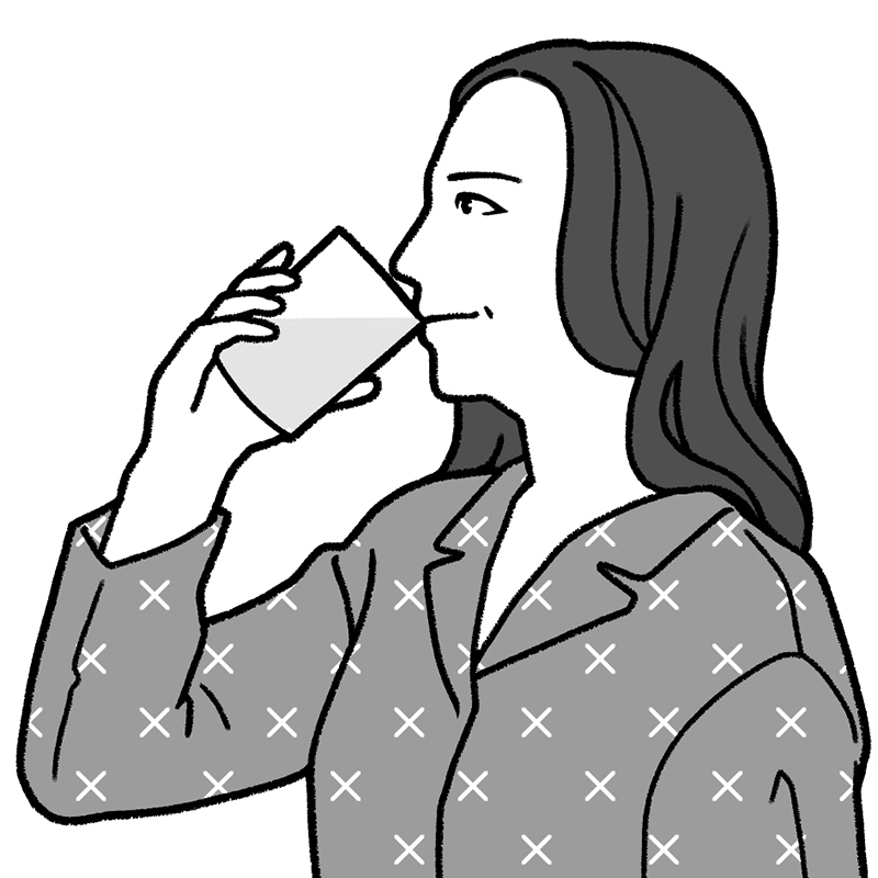 水を飲む女性のイラスト