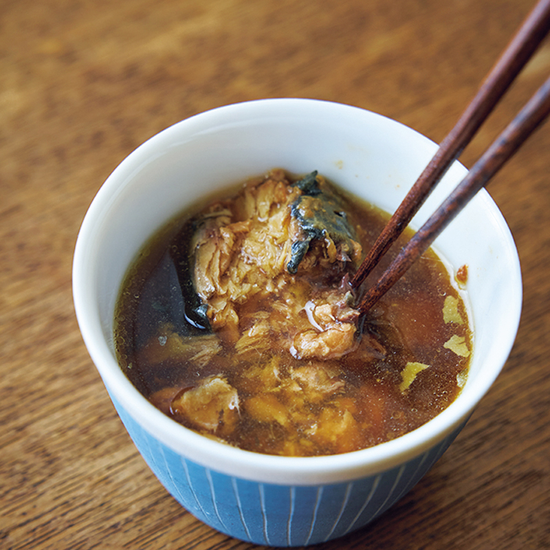「めんつゆ＋さばのみそ煮缶」