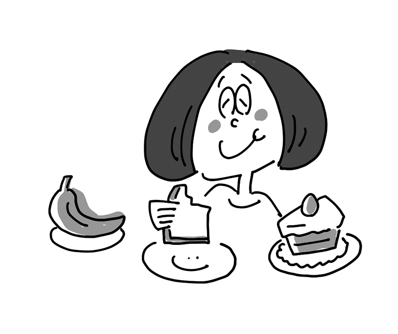 パンを食べる女性