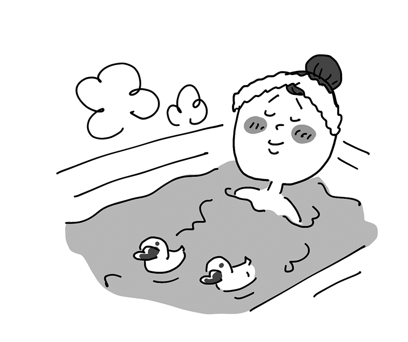 浴槽で内臓まで温める（イラスト／とげとげ。）