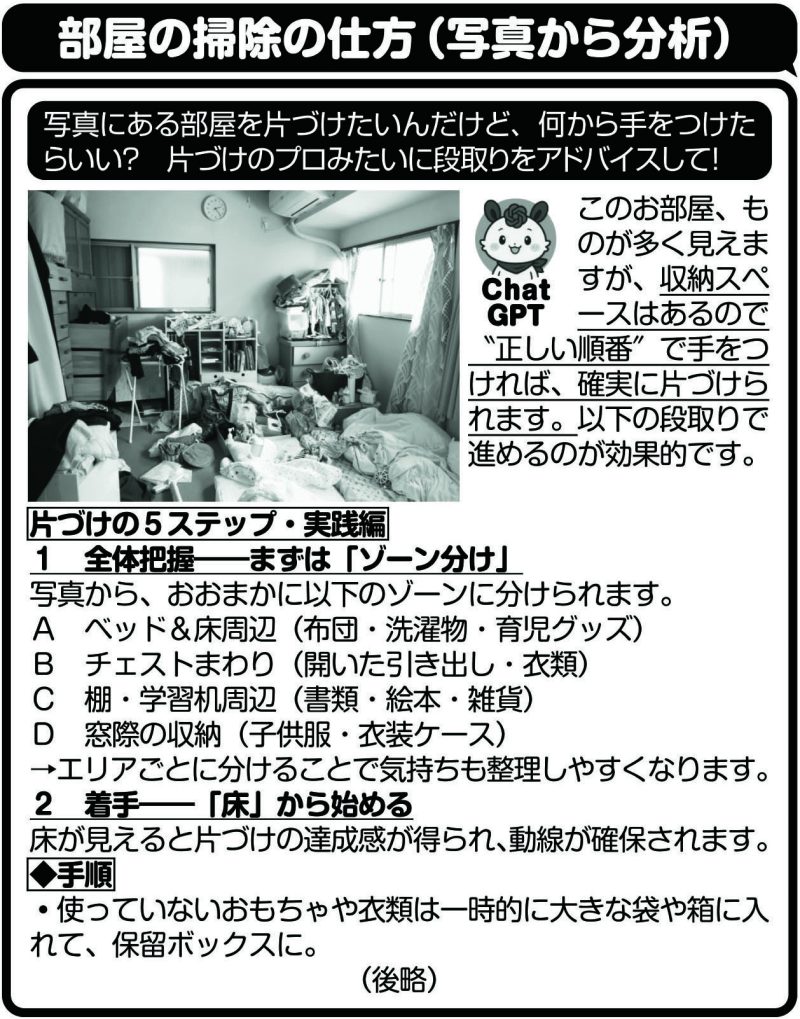 部屋の掃除の仕方（写真から分析）
