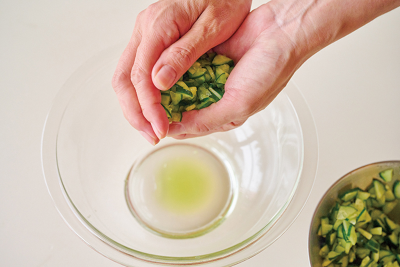 野菜の水分をしっかり切っている