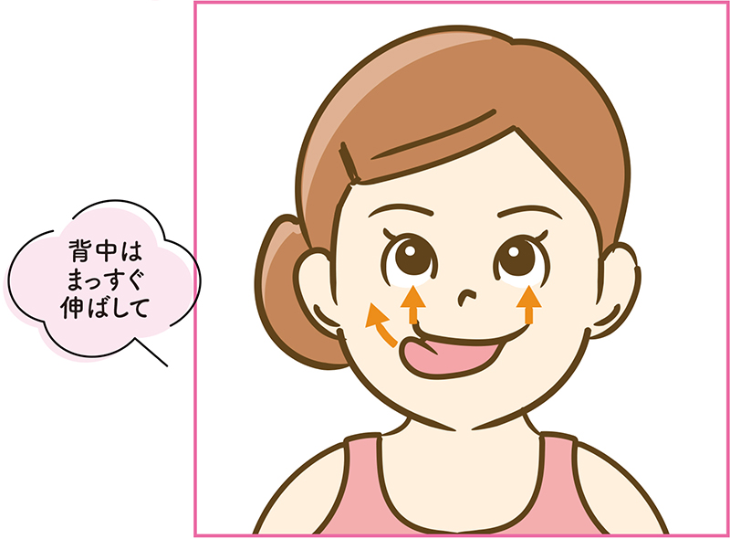 「口角アップ」のやり方1（イラスト／藤井昌子）