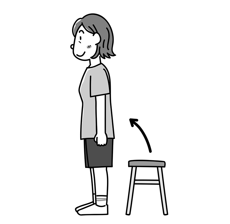 いすから立ち上がる女性のイラスト