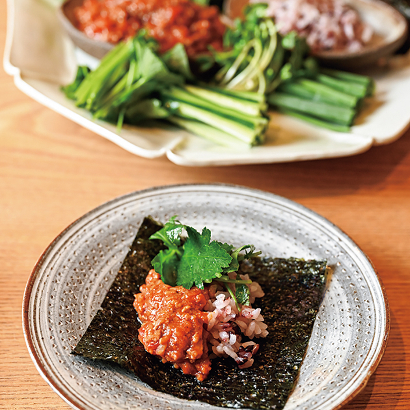 「キーマカレーの手巻き」