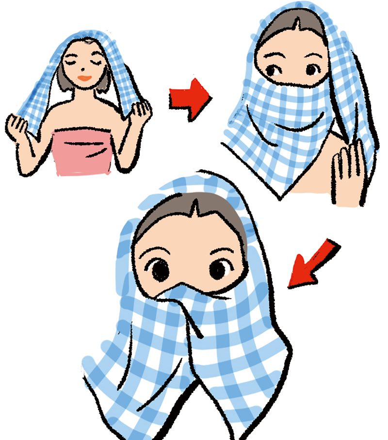 サウナの熱で髪が痛むのも予防できる（イラスト／飛鳥幸子）