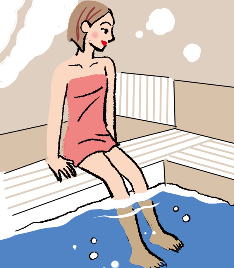 水風呂は無理せず足先だけでも（イラスト／飛鳥幸子）