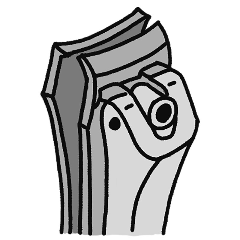 刃先がカーブしていると爪が丸く切れるので深爪になりやすい（イラスト／鈴木みゆき）