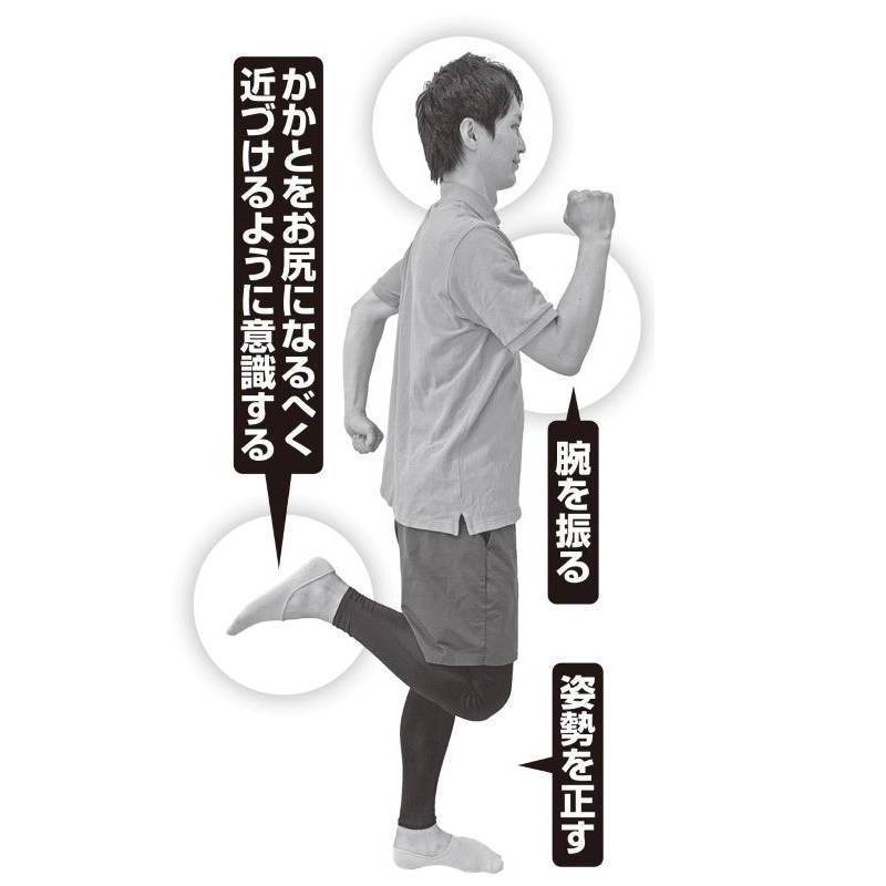 もも裏の筋肉を使う足踏み