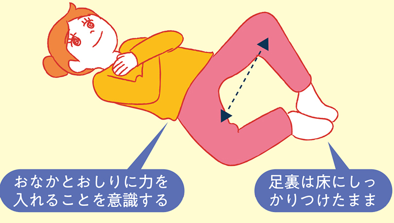 息を吐きながら5秒かけて、両ひざを外側にゆっくり開く