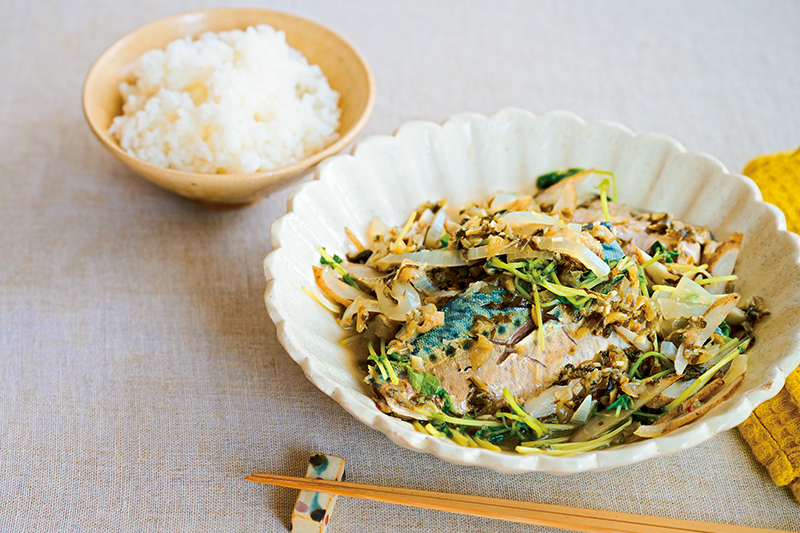 「さばとごぼうの高菜煮」