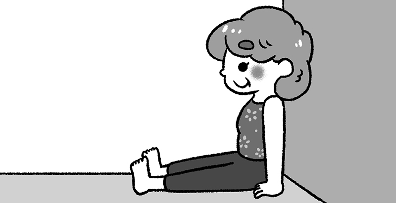 お腹が出ないように。足先は90度に上げる（イラスト／TOKUDOME）