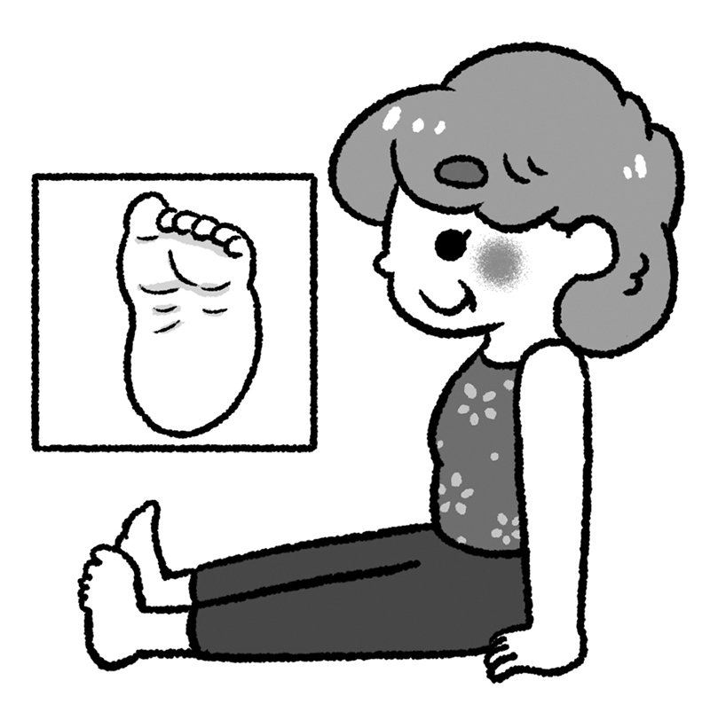 左の足指に力を入れてにぎる（イラスト／TOKUDOME）