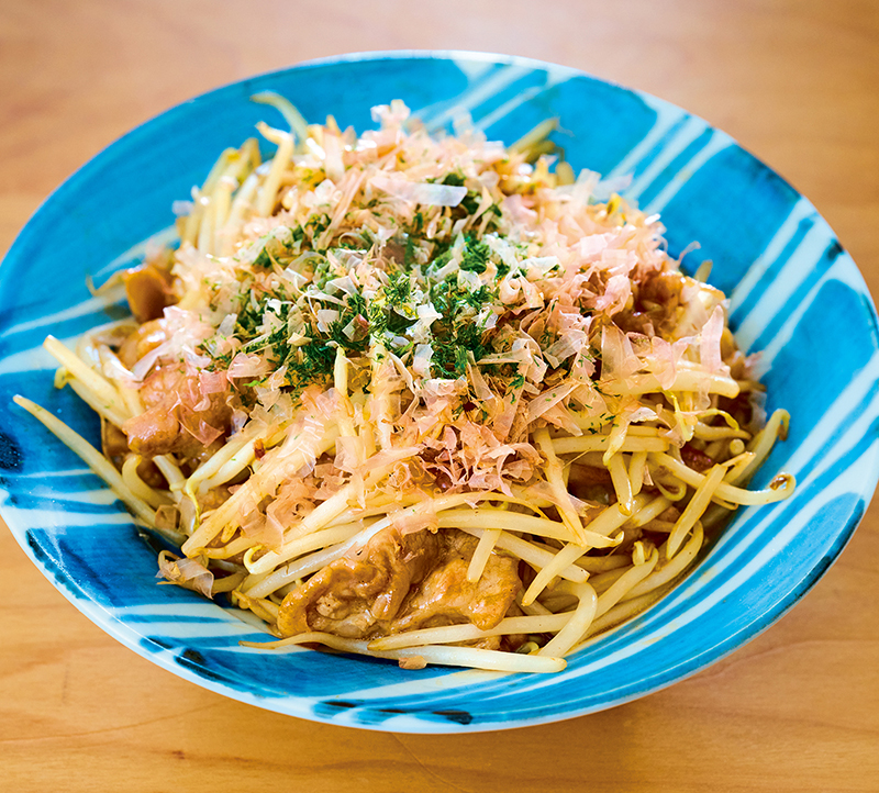 「もやしと豚のお好み焼き風炒め」