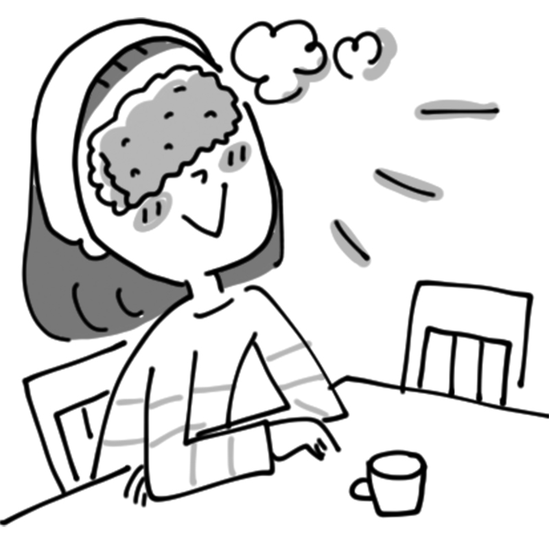 就寝前にホットアイマスクをする（イラスト／とげとげ。）