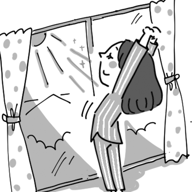 目覚めたら日光を10分浴びる（イラスト／とげとげ。）