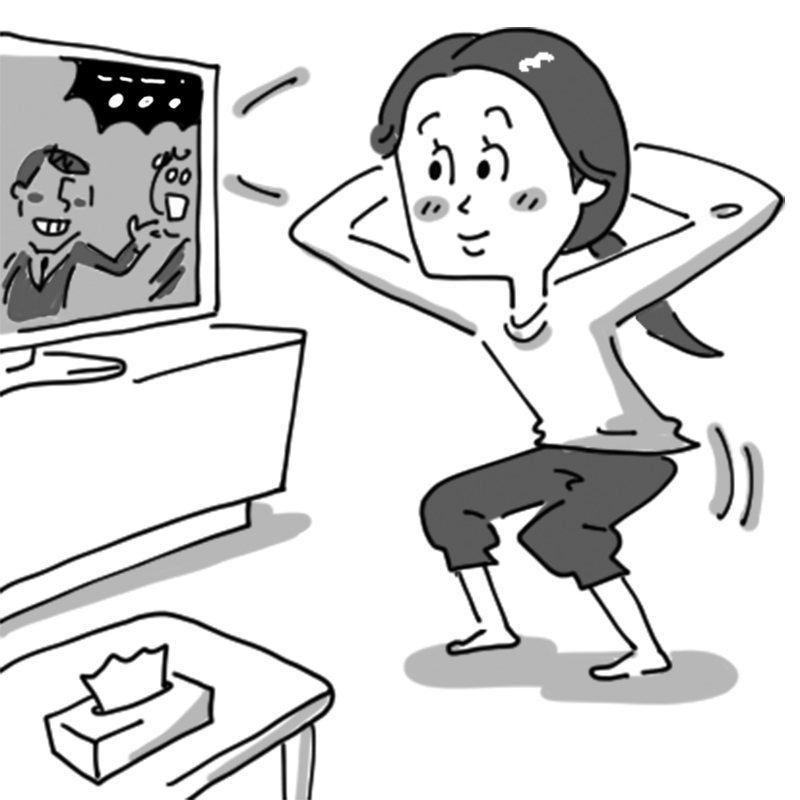 軽い筋トレをする（イラスト／とげとげ。）