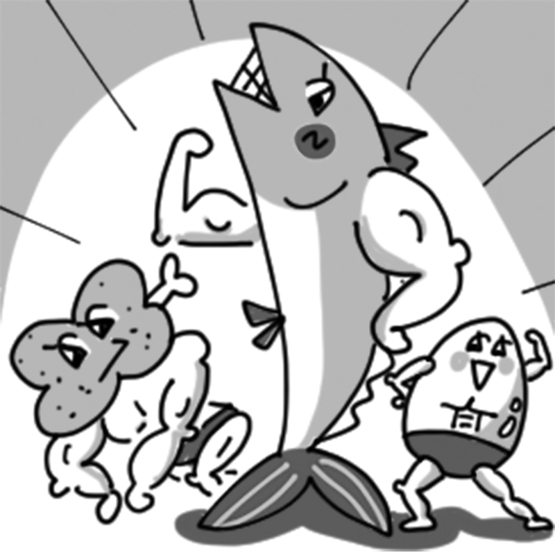 たんぱく質を意識して摂る（イラスト／とげとげ。）