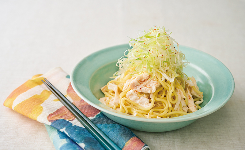 「ゆで鶏ねぎ和え麺」