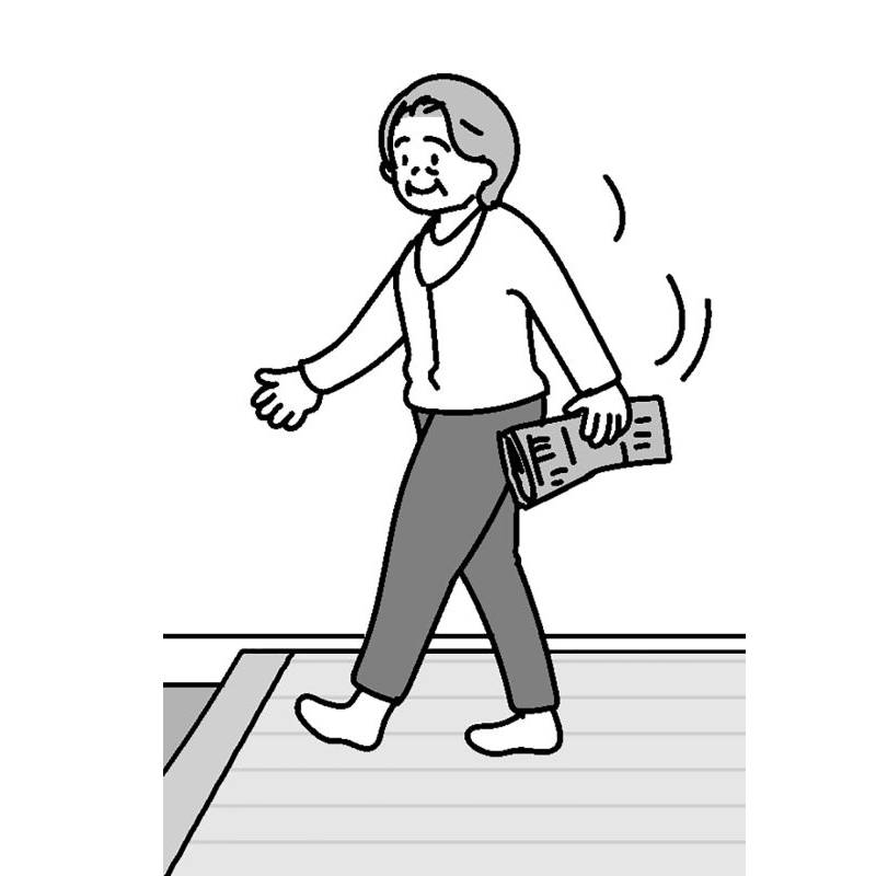 玄関まで歩く