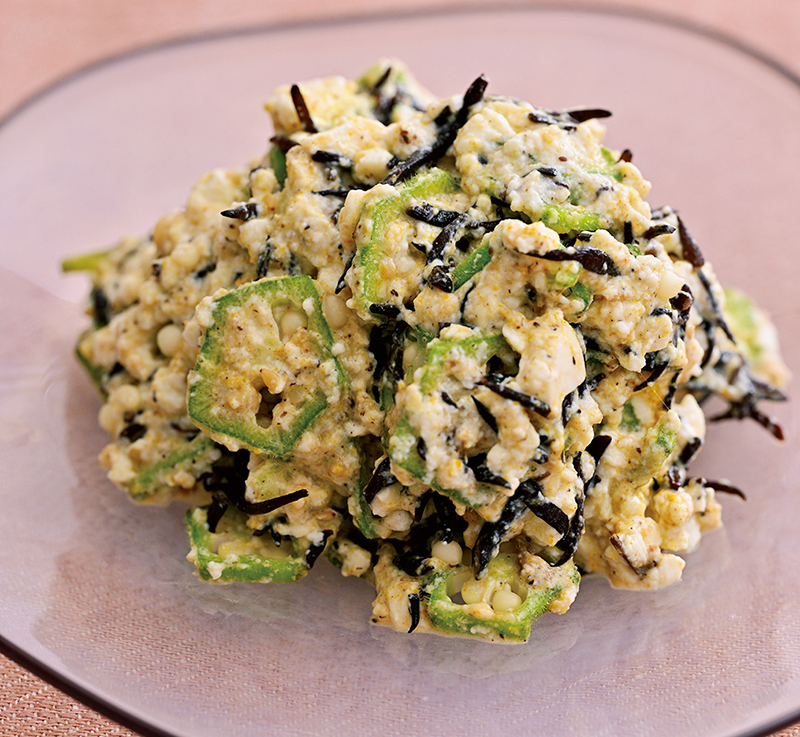 「オクラとひじきのヨーグルトスパイス和え」