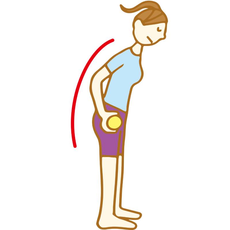 上体を前に倒したまま、左右にリズミカルに腰を30回振る