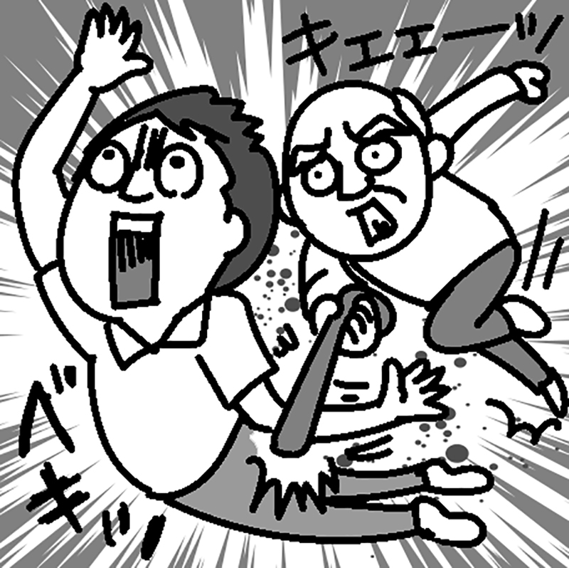 老人と施設職員のイラスト