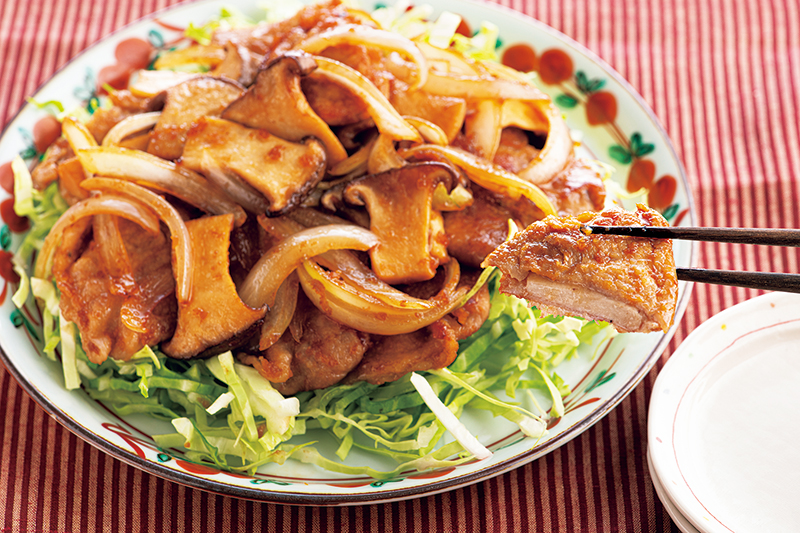 「エリンギと豚肉のしょうが焼き風」