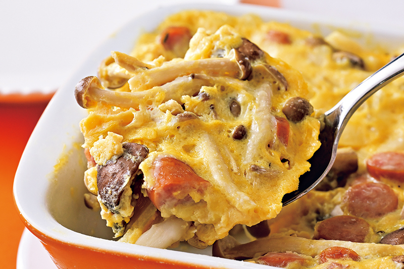 「きのこのレンジオムレツ」