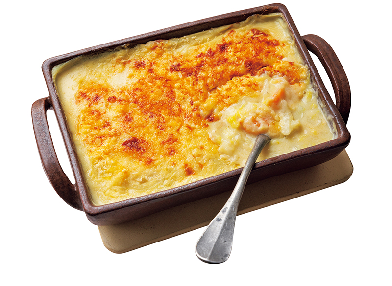 「塩もみ白菜のえびグラタン」