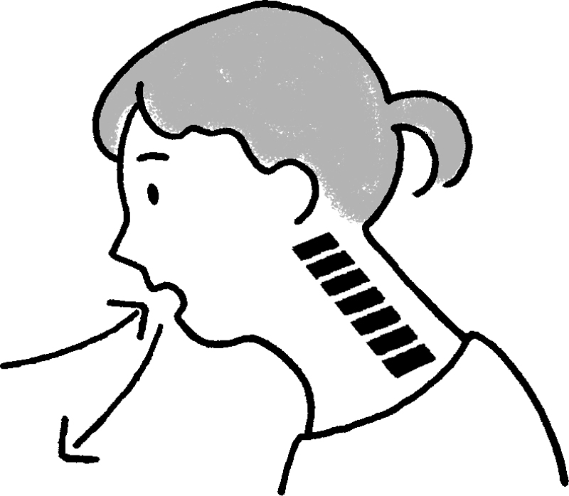 浅く早い口呼吸をしている女性のイラスト