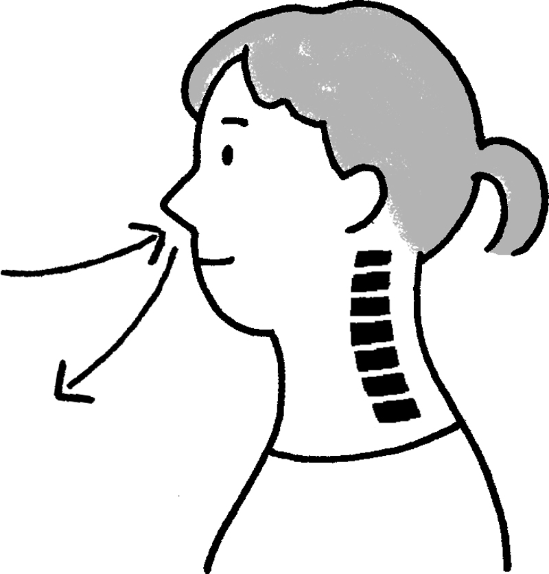 深くゆっくりな鼻呼吸をしている女性のイラスト