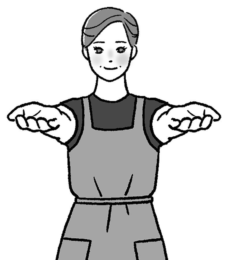 腕を伸ばしたまま、手のひらを上に向ける