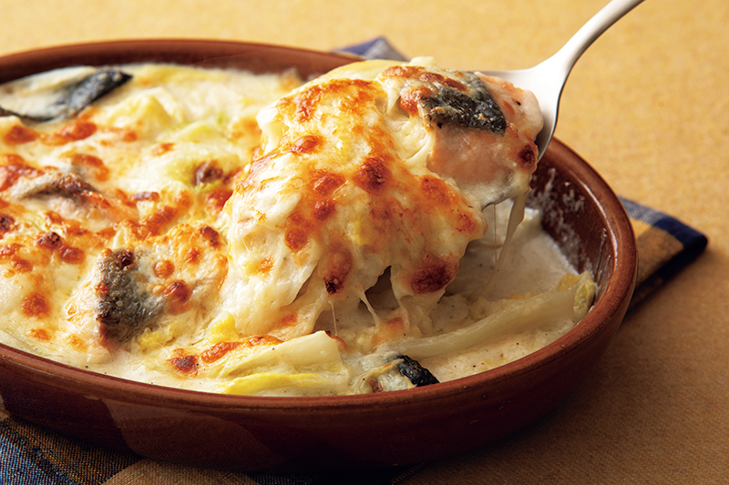 「白菜と鮭のグラタン」