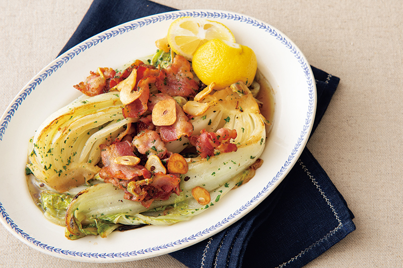「白菜とベーコンの焼きサラダ」
