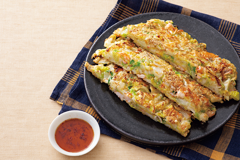 「塩もみ白菜とえびのチヂミ」