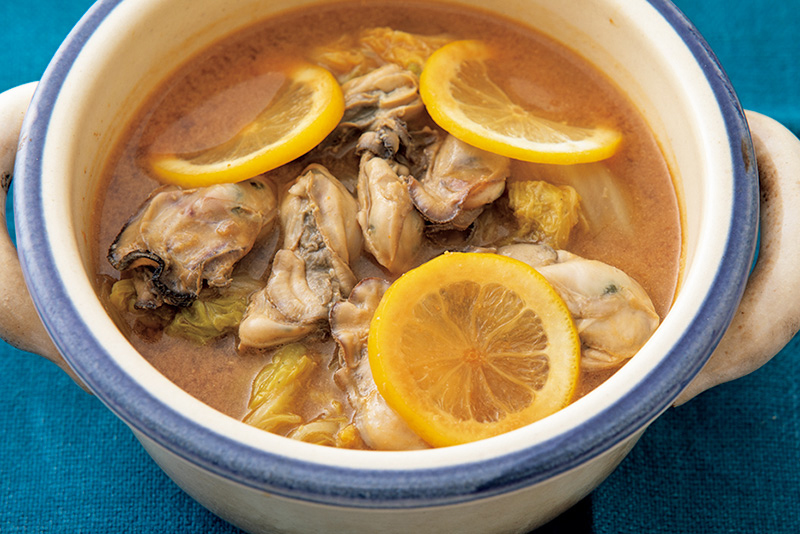 「かきと白菜のレモン鍋」