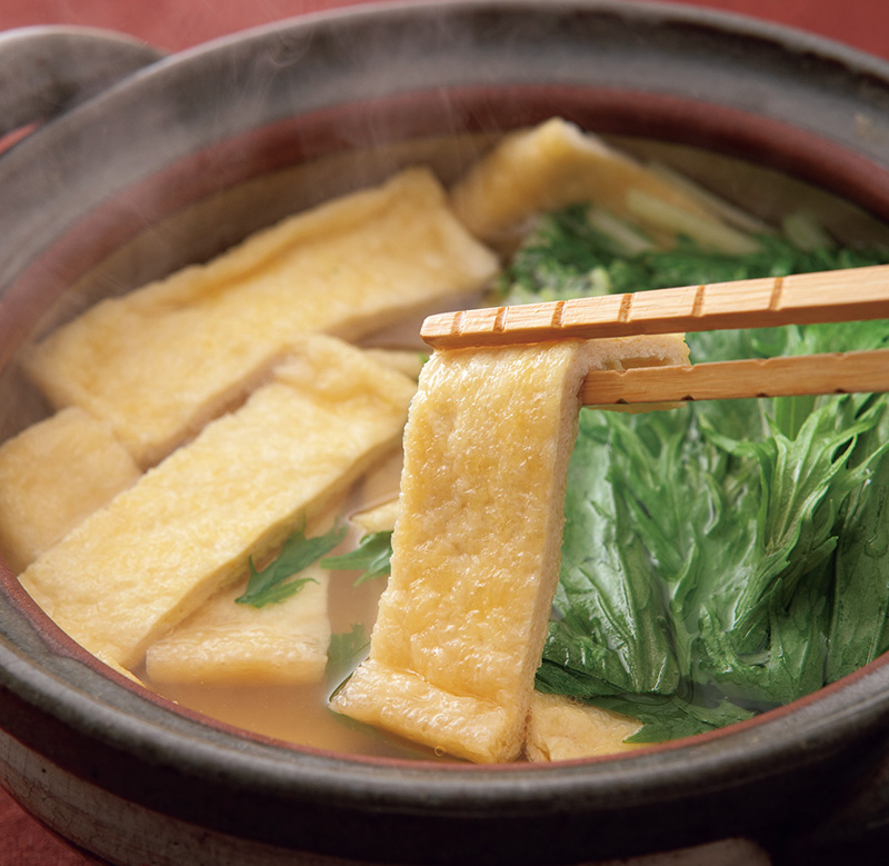 「油揚げと水菜の鍋」