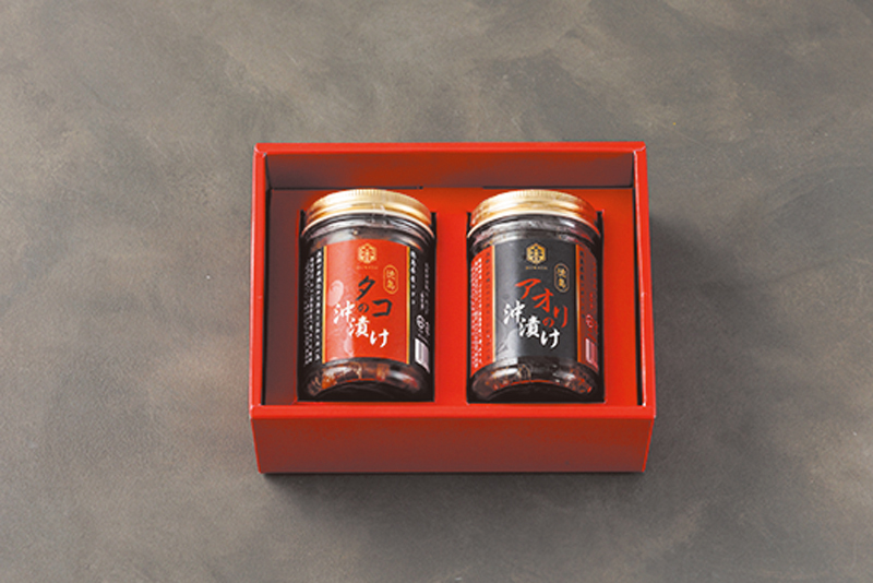 「江本水産」の「アオリとタコの沖漬け」