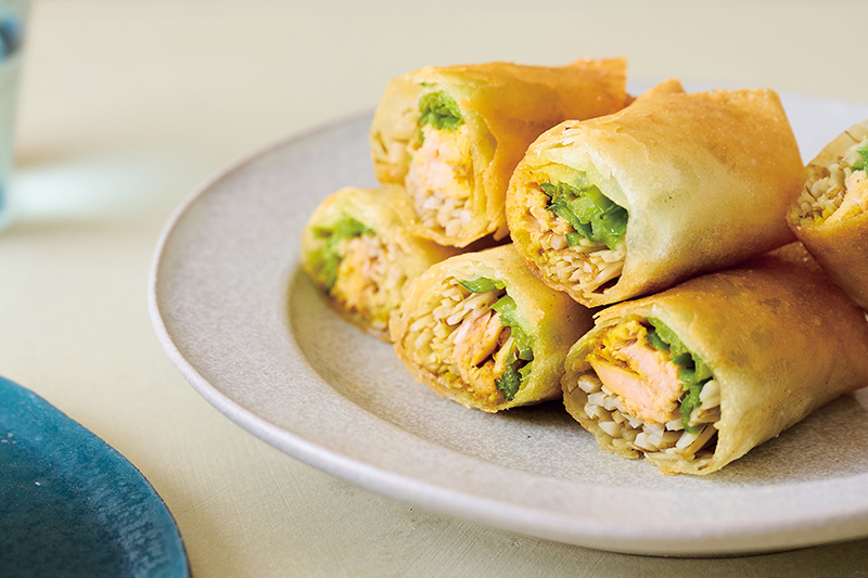 「ツナ缶×ごぼう×ピーマンの春巻き」