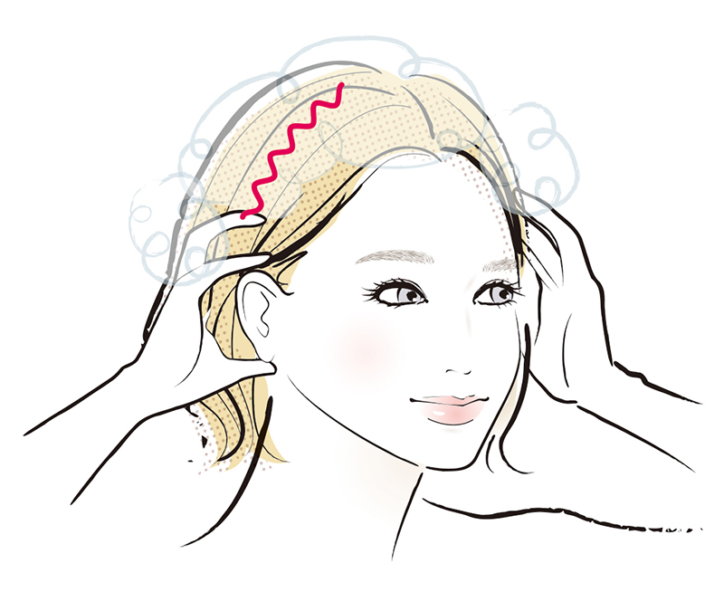 ●指の腹を使って頭皮を洗う