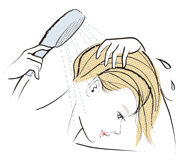 耳の後ろや襟足もしっかりすすぐ