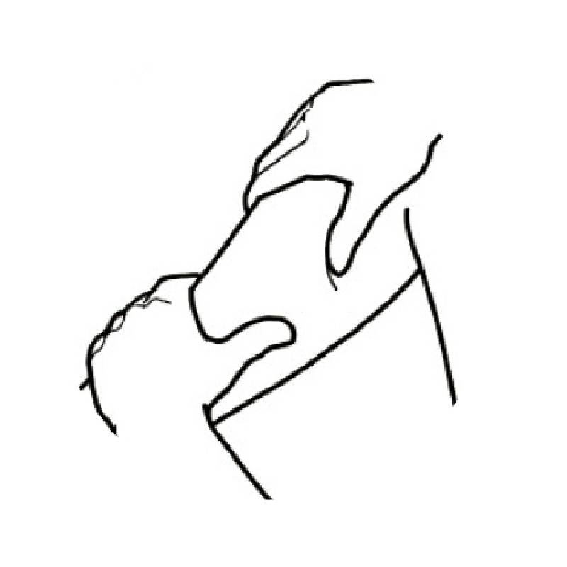 コリを感じる場所を親指で押す