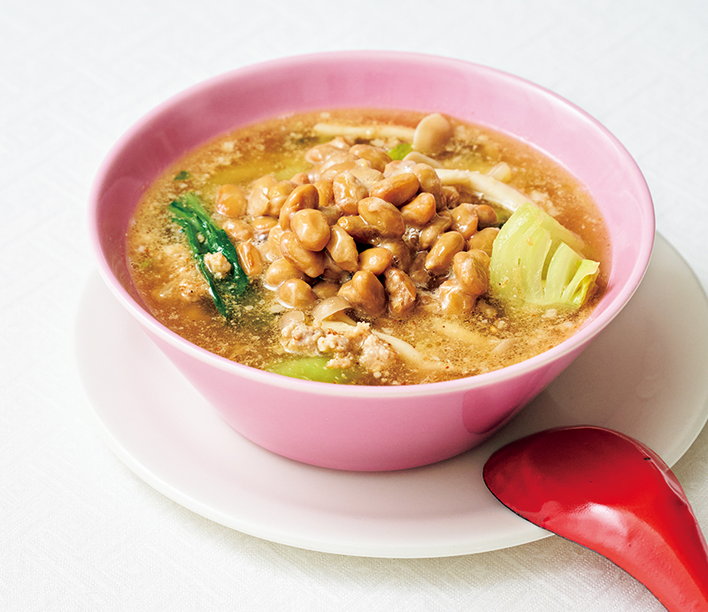 「納豆ごま担々風スープ」