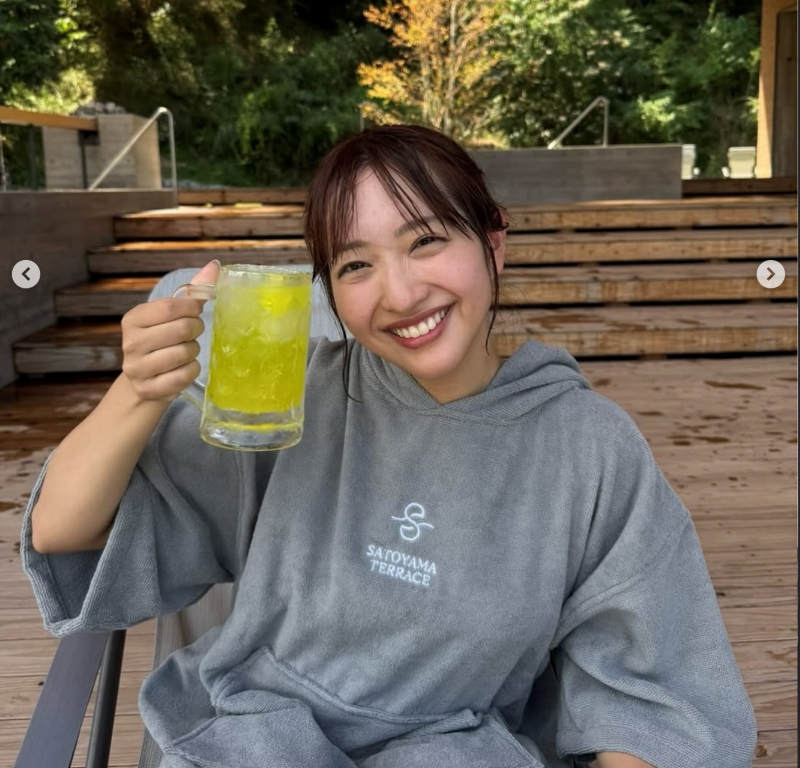 サウナ上がり（藤本アナのInstagramより）