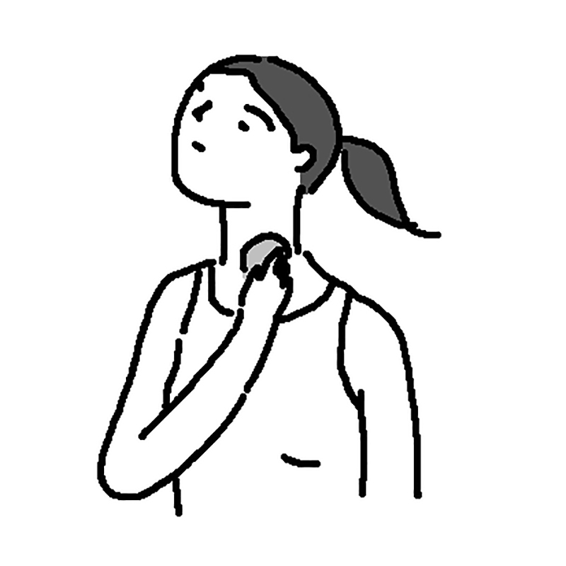 首元にボールをあてている人