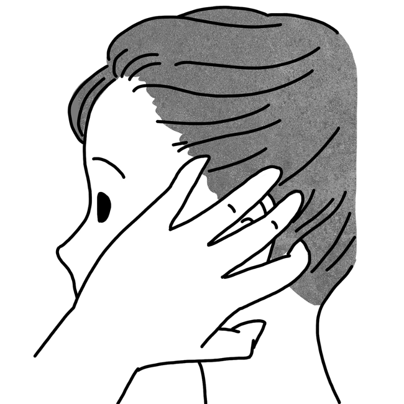 指を置くのは耳の上の生え際（イラスト／鈴木みゆき）