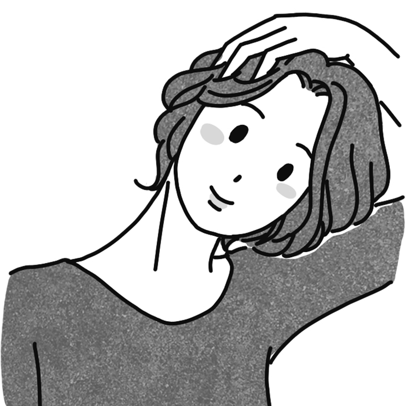 左手で頭をゆっくり左横に倒し、10秒キープ（イラスト／鈴木みゆき）